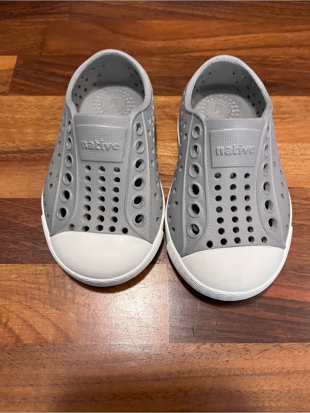 Native Kids Grey Slip-On Water Shoes with White Toe